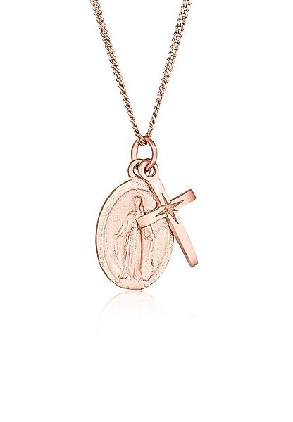 Elli Kette mit Anhänger Kreuz Marienbild Glaube Religion 925 Silber, Kreuz günstig online kaufen