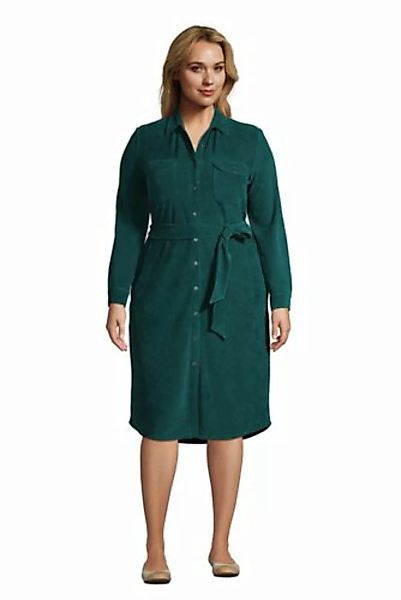 Blusenkleid aus Cord in großen Größen, Damen, Größe: 48-50 Plusgrößen, Grün günstig online kaufen