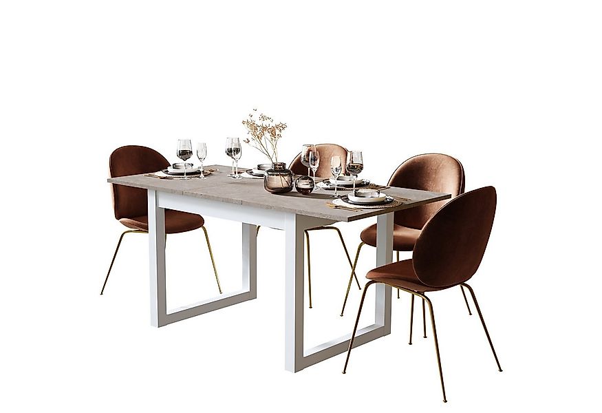Newroom Esstisch Vincent, ausziehbar 120-160 cm in Weiß Sandstein Modern La günstig online kaufen