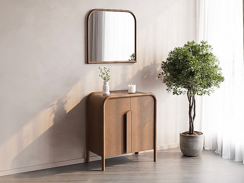 Spiegel aus Hevea-Holz – 75 × 80 cm – Natur – SANYA günstig online kaufen