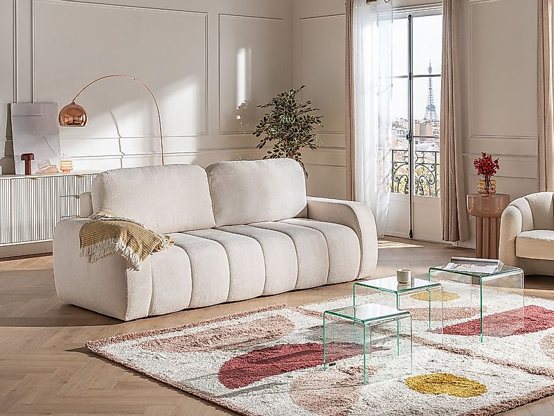 3-Sitzer Schlafsofa aus Chenille-Stoff – Beige – TALIVO günstig online kaufen