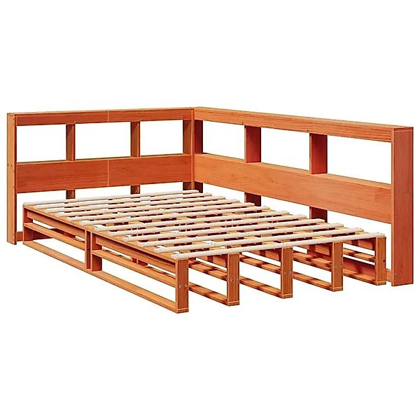 vidaXL Massivholzbett mit Regal ohne Matratze Wachsbraun 120x190 cm 3324519 günstig online kaufen