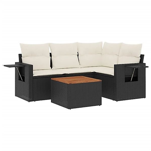 vidaXL 5-Tlg Garten-Sofagarnitur mit Kissen Schwarz Poly Rattan 3224544 günstig online kaufen