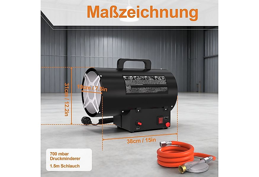 FIVMEN Heizlüfter Heizgerät Gas Gasheizgebläse mit Tragegriff und Schlauch, günstig online kaufen