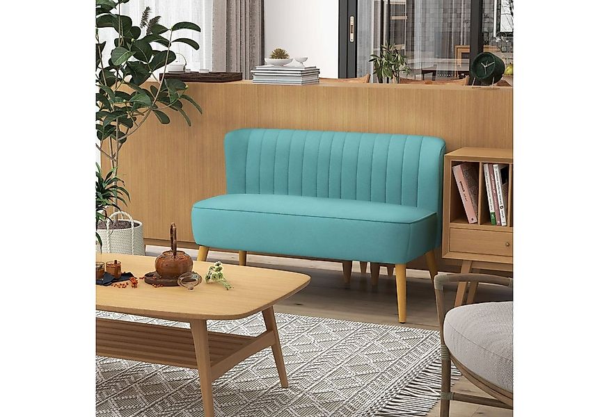 HOMCOM 2-Sitzer Zweisitzer, Loveseat mit Leinenoptik, Doppelsofa mit Holzbe günstig online kaufen