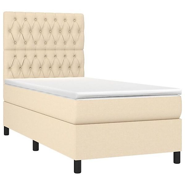 vidaXL Boxspringbett Boxspringbett mit Matratze Creme 90x200 cm Stoff Bett günstig online kaufen