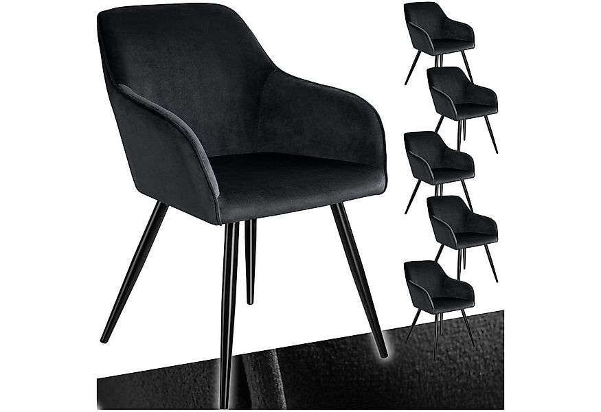 tectake Esszimmerstuhl Küchenstuhl Marilyn Samtoptik, schwarze Stuhlbeine ( günstig online kaufen