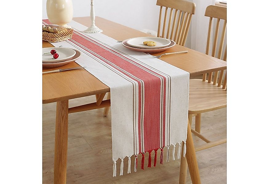 BYSURE Tischläufer (1-tlg), Gestreifter Tischläufer mit Quaste günstig online kaufen