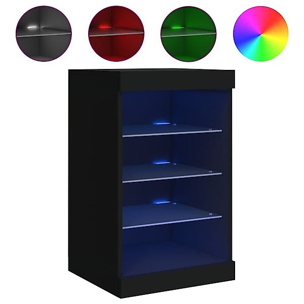 vidaXL Sideboard, Kommode mit LED-Leuchten Schwarz günstig online kaufen