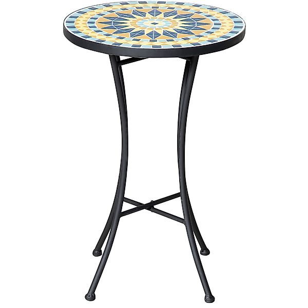 Outsunny Gartentisch aus Metall mit Mosaik-Keramik-Tischfläche, Ф35,5x53,5 günstig online kaufen