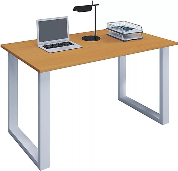 Schreibtisch VCM Lona 140x50 U-Fußgestell - Buche/Weiß günstig online kaufen