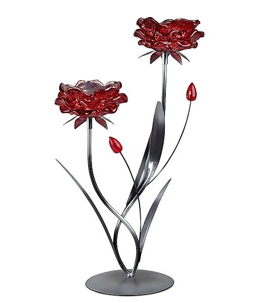 formano Teelichthalter Rot, Durchmesser 12.5 cm, Farbe: Rot, Motiv: Blüte günstig online kaufen