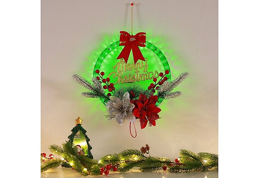 Sunicol LED Dekolicht 28cm Weihnachtskranz mit LED Türkranz, Batterien Nach günstig online kaufen
