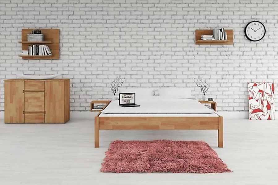 Natur24 Einzelbett Bett Bento 1 Kernbuche massiv 90x200cm ohne Kopfteil mit günstig online kaufen