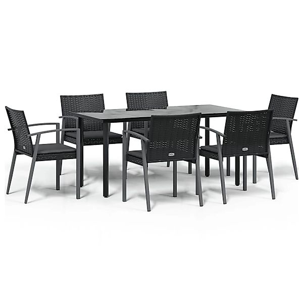 vidaXL 7-Tlg Garten-Essgruppe mit Kissen Poly Rattan und Stahl 3186996 günstig online kaufen