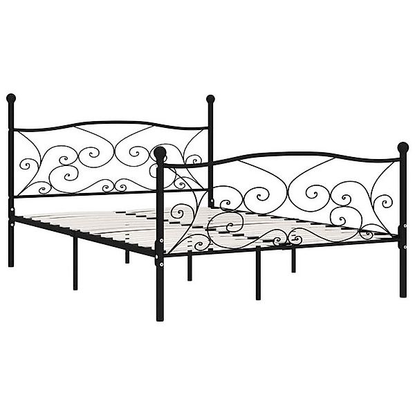 furnicato Bettgestell mit Lattenrost Schwarz Metall 140 × 200 cm (1-tlg) günstig online kaufen