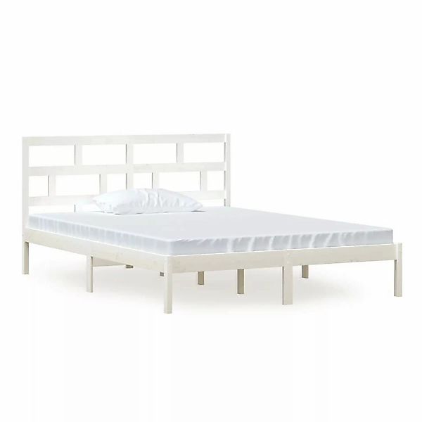 vidaXL Massivholzbett Weiß 150x200 cm 5FT King Size1053629 günstig online kaufen