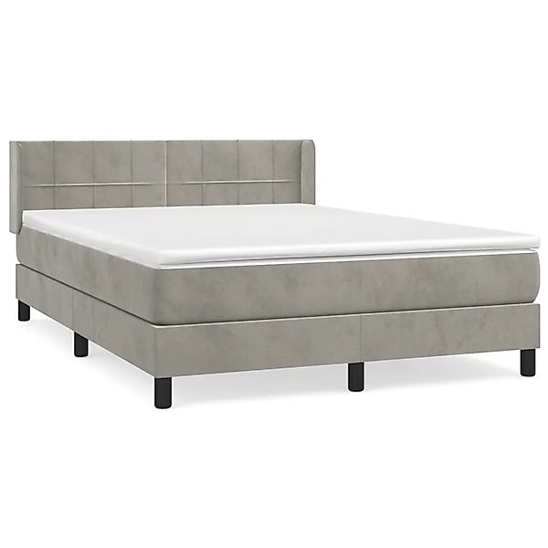 vidaXL Boxspringbett mit Matratze Hellgrau 140x200 cm Samt1399650 günstig online kaufen
