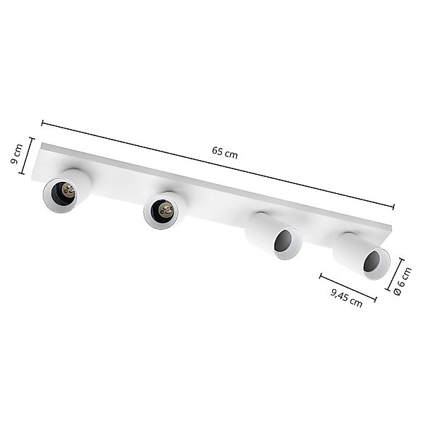 Arcchio Strahler Brinja, weiß, eckig, Ø 7 cm, 4-flg., GU10 günstig online kaufen