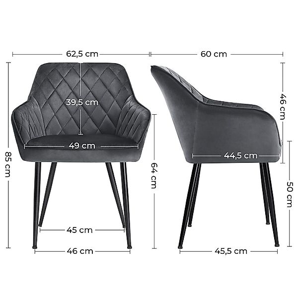 SONGMICS Esszimmerstuhl (6 St), Polsterstühle, Samt, günstig online kaufen