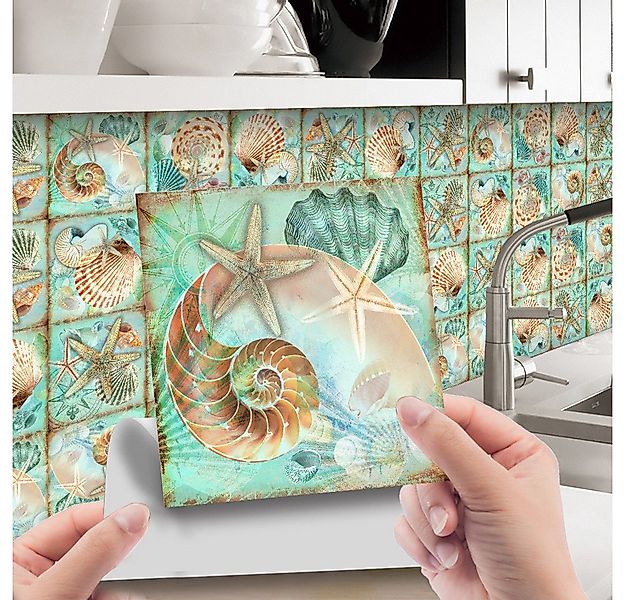 COOL-i ® Fliesenaufkleber 3D Klebefliesen 15x15cm 24 Stück,Botanische Maler günstig online kaufen