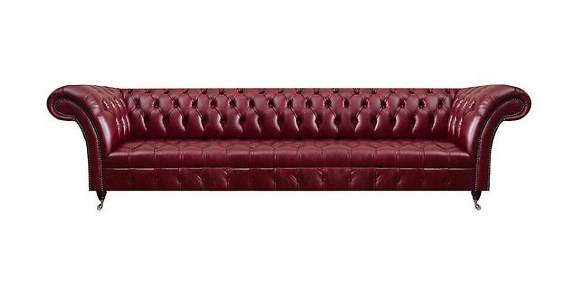 JVmoebel Chesterfield-Sofa Chesterfield Rotes Ledersofa Wohnzimmer Viersitz günstig online kaufen