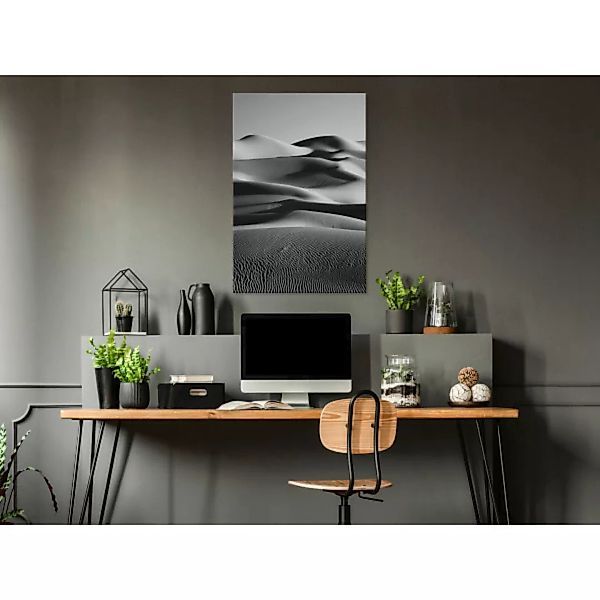 Bild auf Leinwand Schichten der Wüste - schwarz-weiße, minimalistische Sand günstig online kaufen