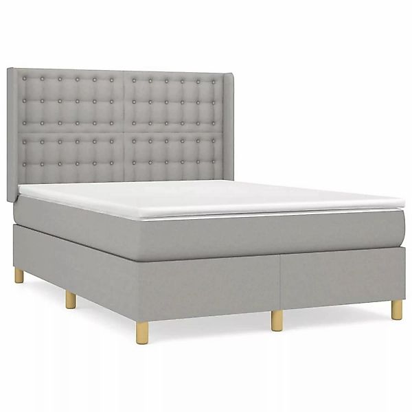 Vidaxl Boxspringbett Mit Matratze Hellgrau 140x200 Cm Stoff günstig online kaufen