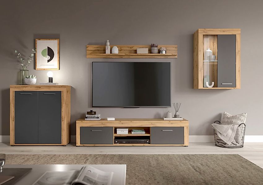 Home affaire Wohnwand "Aosta, 4-tlg., best. aus: Highboard, Lowboard, Wandb günstig online kaufen