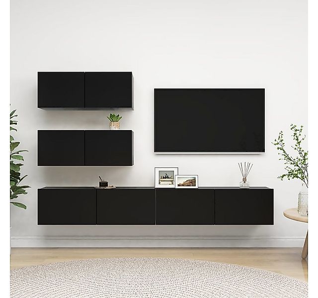 vidaXL TV-Schrank 4-tlg TV-Schrank-Set Schwarz Spanplatte günstig online kaufen