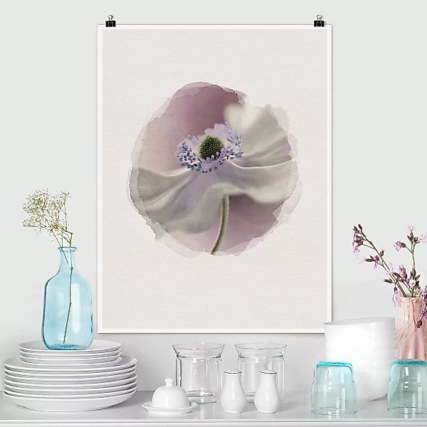 Poster - Hochformat Wasserfarben - Anemonenbrise günstig online kaufen