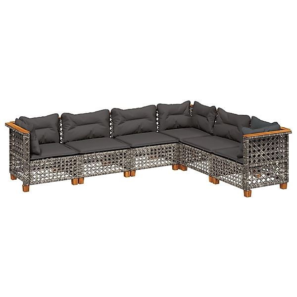 vidaXL 6-tlg Garten-Sofagarnitur mit Kissen Grau Poly Rattan Modell 188 günstig online kaufen