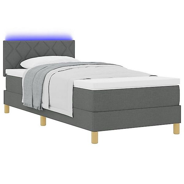 vidaXL Bett Boxspringbett mit Matratze & LED Dunkelgrau 90x200 cm Stoff (1- günstig online kaufen