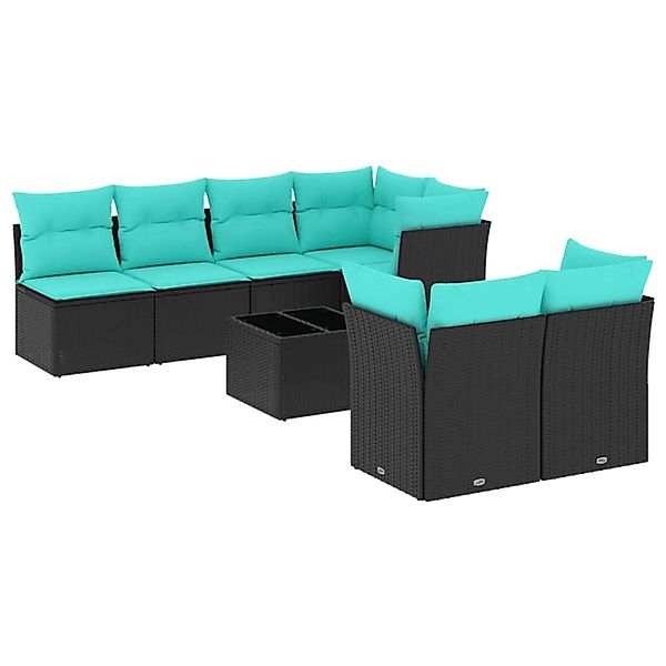vidaXL 8-Tlg Garten-Sofagarnitur mit Kissen Schwarz Poly Rattan 3217297 günstig online kaufen