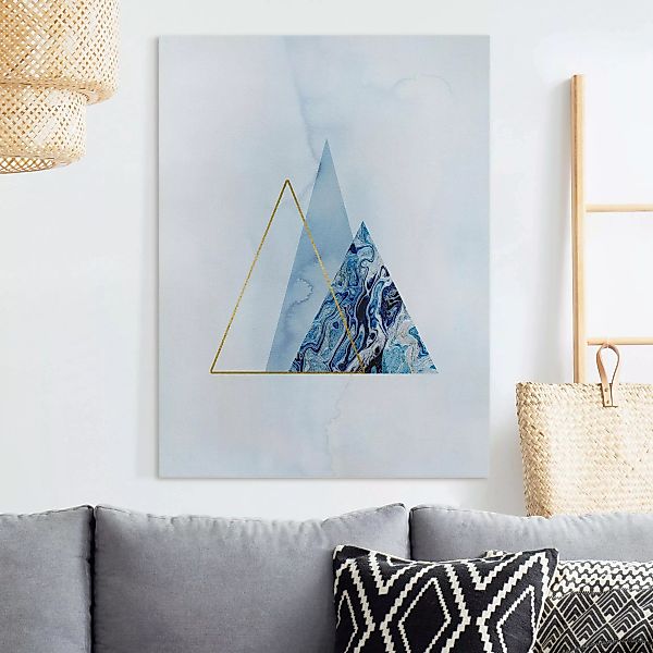 Leinwandbild Geometrie in Blau und Gold II günstig online kaufen