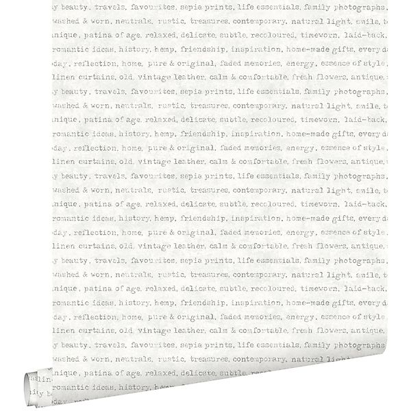 ESTAhome Tapete Texte Grau Auf Weißem Meliertem Hintergrund 53 Cm X 1005 Cm günstig online kaufen