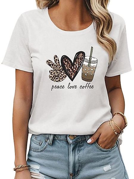 PYL Print-Shirt Damen Sommer Kurzarm T-Shirt mit Ausgefallene Print Shirts günstig online kaufen