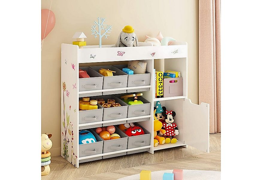 HOMECHO Spielzeugtruhe, Kinderregal mit 9 Stoffschubladen, Weiß günstig online kaufen