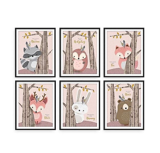 Pippolipo Poster Bilder Babyzimmer Kinderzimmer Tiermotive, (6er Set), Deko günstig online kaufen
