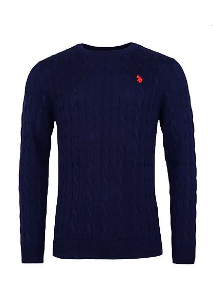 U.S. Polo Assn. Strickpullover Pullover Rundhals Feinstrick Zopfmuster (1-t günstig online kaufen