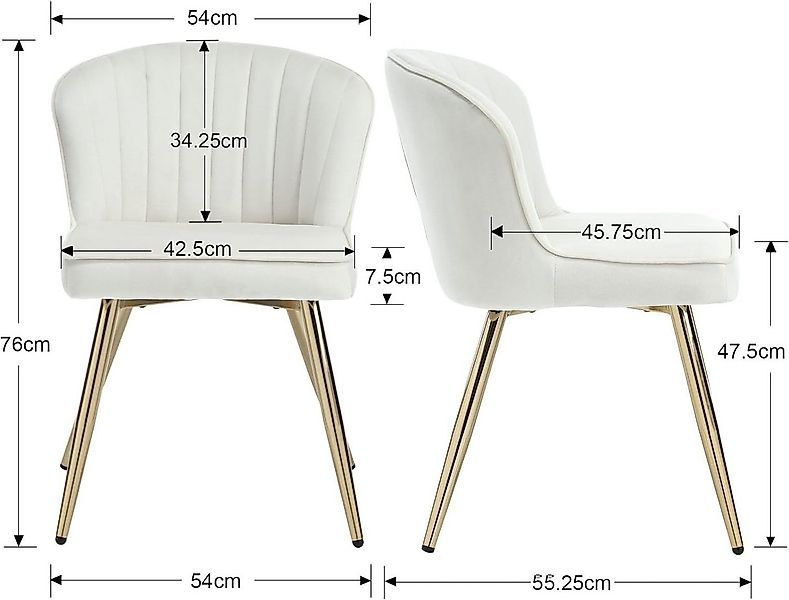 WAHSON OFFICE CHAIRS Esszimmerstuhl 2er Set, Gebogene Linie Rückenlehne, Kü günstig online kaufen