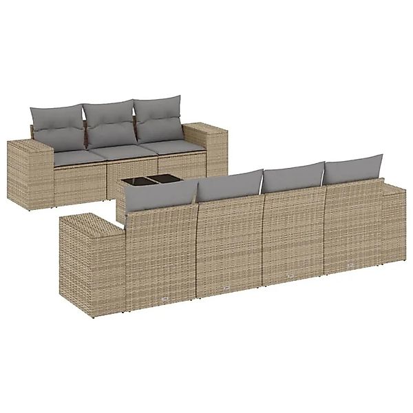 vidaXL 8-Tlg Garten-Sofagarnitur mit Kissen Beige Poly Rattan 3222328 günstig online kaufen