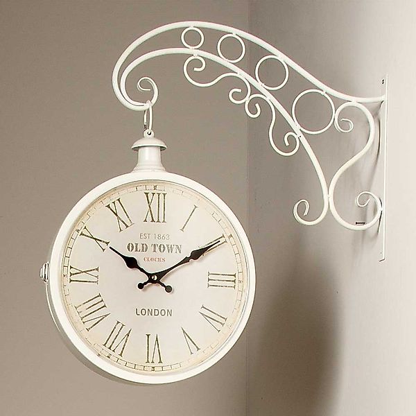 Nostalgische Wanduhr in Antikweiß Vintage Look günstig online kaufen