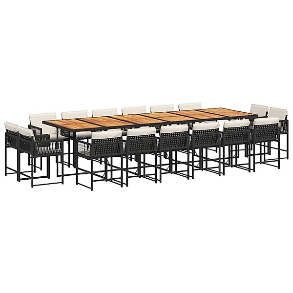 vidaXL 17-Tlg Garten-Essgruppe mit Kissen Schwarz Poly Rattan 3211611 günstig online kaufen