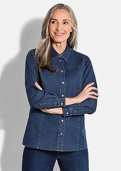 GOLDNER Hemdbluse Stilvolle Denim-Bluse mit Druckknöpfen günstig online kaufen