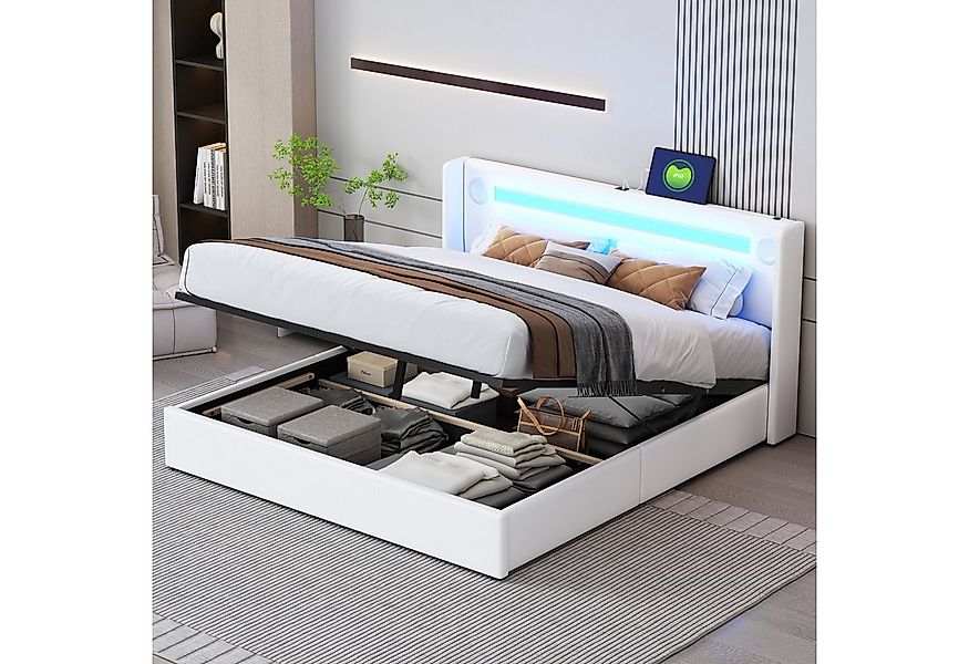 STILVORA Polsterbett 160x200 Kinderbett mit LED & USB-Anschluss,Jugendbett günstig online kaufen