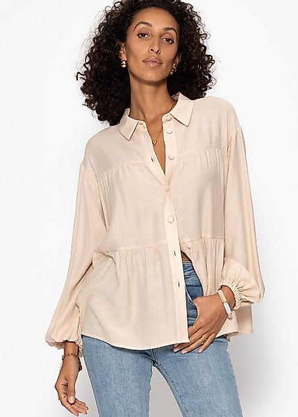 SASSYCLASSY Langarmbluse Oversize Bluse Damen aus Viskosemix mit Volants La günstig online kaufen