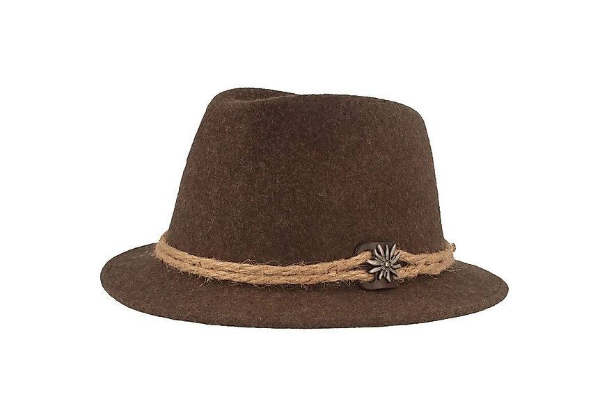 Breiter Filzhut mit Edelweiß und grober Kordel günstig online kaufen
