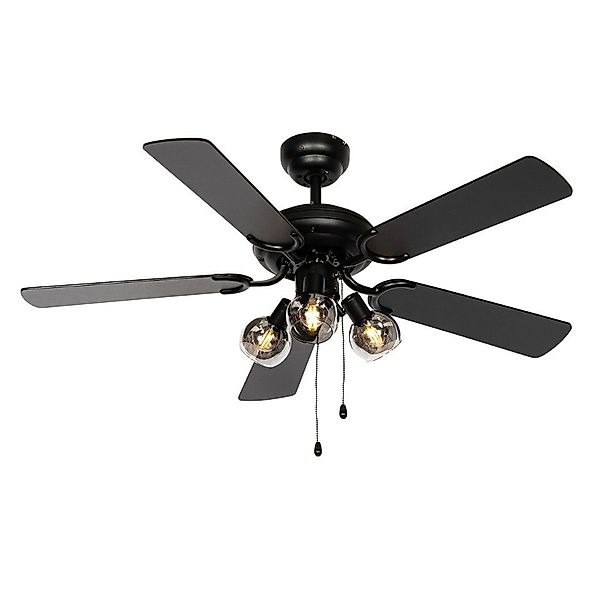 Qazqa Deckenventilator Mistral, E14, Schwarz, Industrie, günstig online kaufen