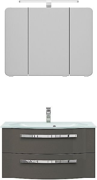 Saphir Badmöbel-Set »Serie 4005, vormontiert, Glaswaschbecken, Spiegelschra günstig online kaufen
